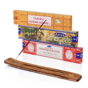 Set di 3 incensi + supporto in legno, 48 g