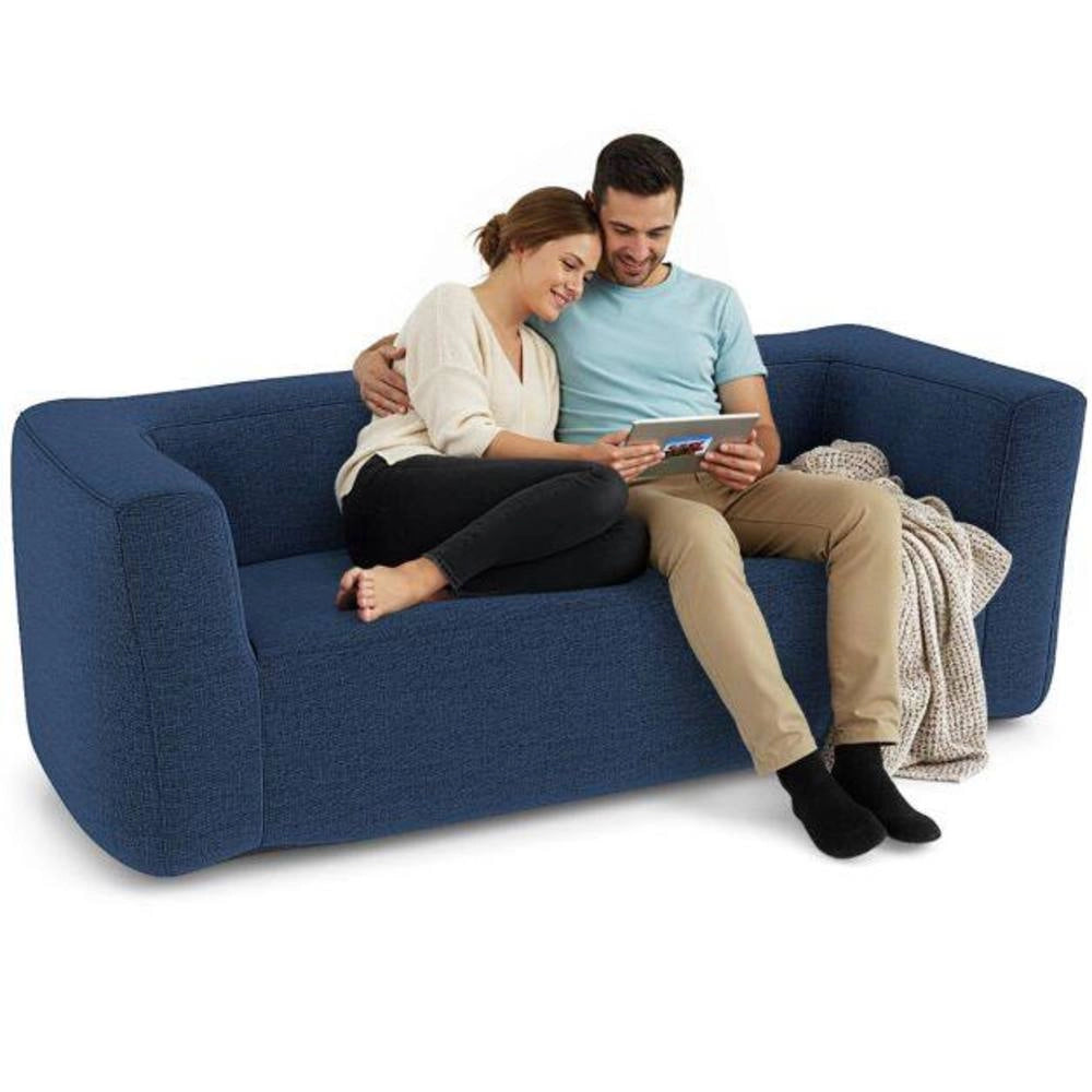 Divano gonfiabile 2 posti con fodera rimovibile e lavabile, divano portatile da campeggio e casa, seduta 138 cm, blu