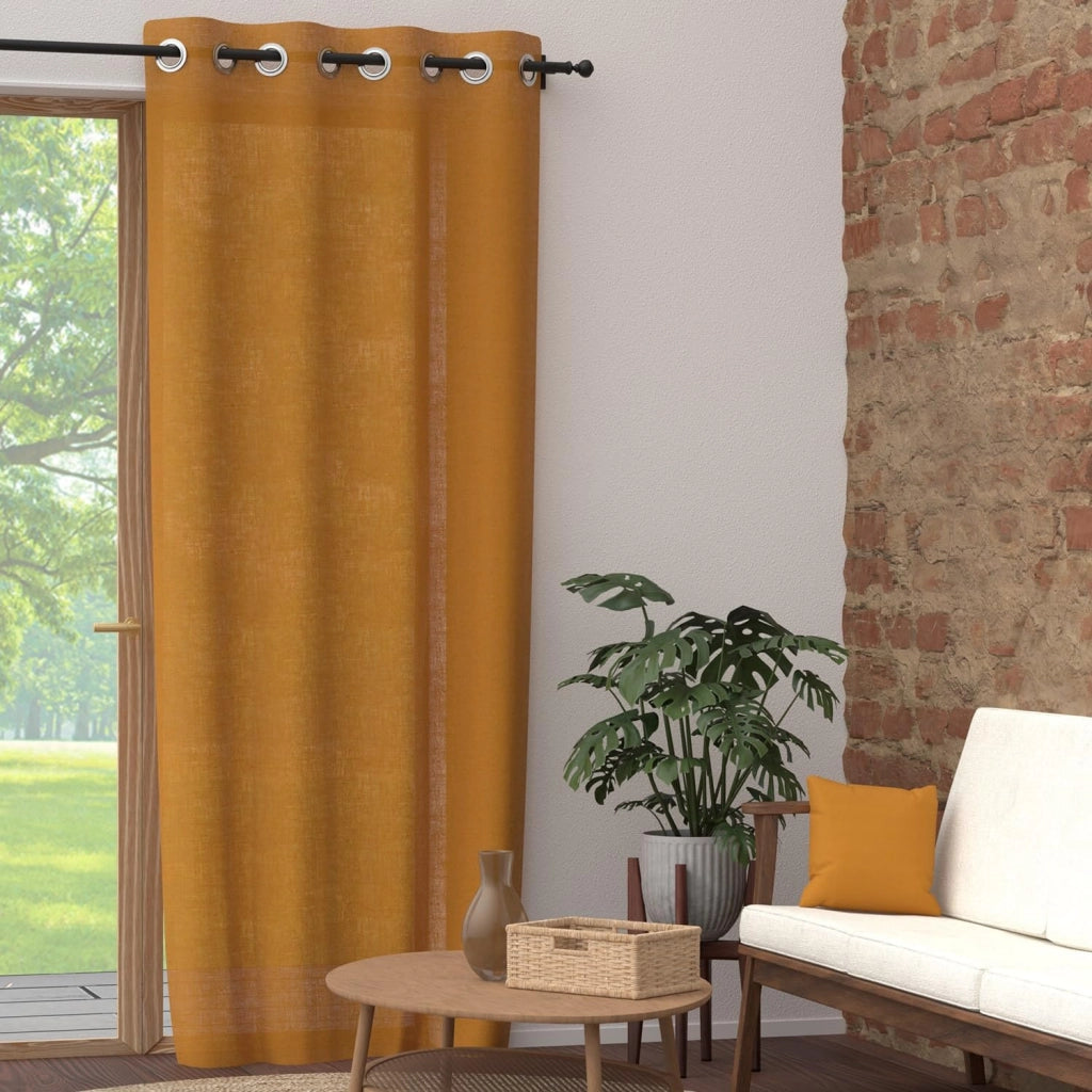 Tenda perimetrale in cotone, 135 x 250 cm, tessuto Panama, color senape