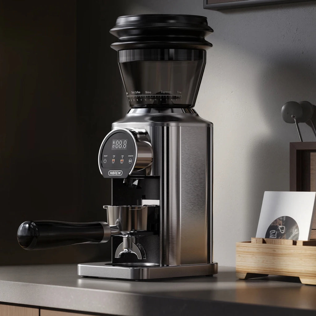 Macinacaffè automatico HiBREW G3 PLUS; display touch; lame coniche rivestite titanio;31 livelli macinatura; antistatico plasma; tempo macinatura 1-60s