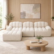 DIVANO angolare modulare 3 posti con pouf 288x165x79 cm beige e bianco
