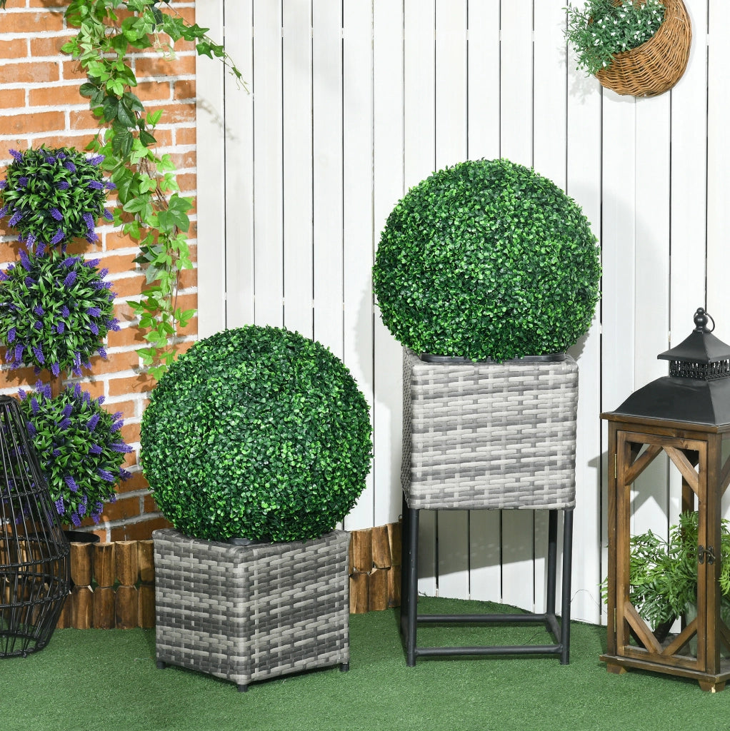 Set di 2 sfere di bosso artificiale IVMEU ?50 cm in plastica verde, decorazione per interni ed esterni