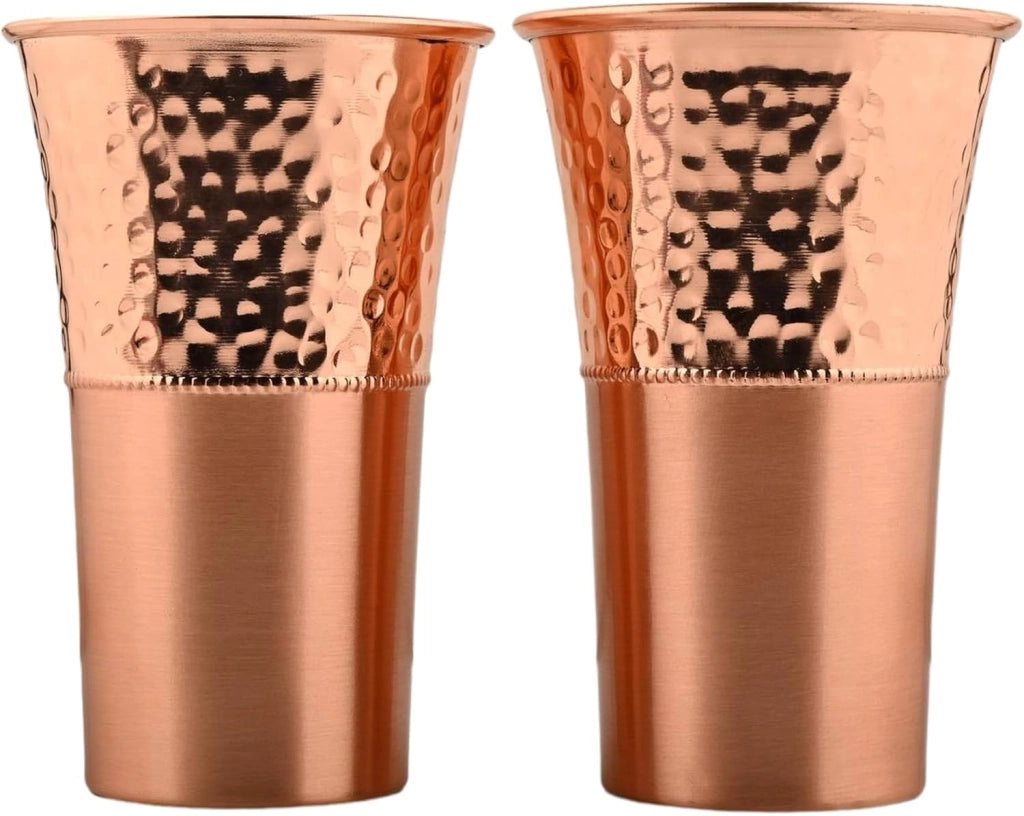 Set di 2 bicchieri in rame, capacità 350 ml, bicchieri per l'acqua secondo i principi dell'Ayurveda