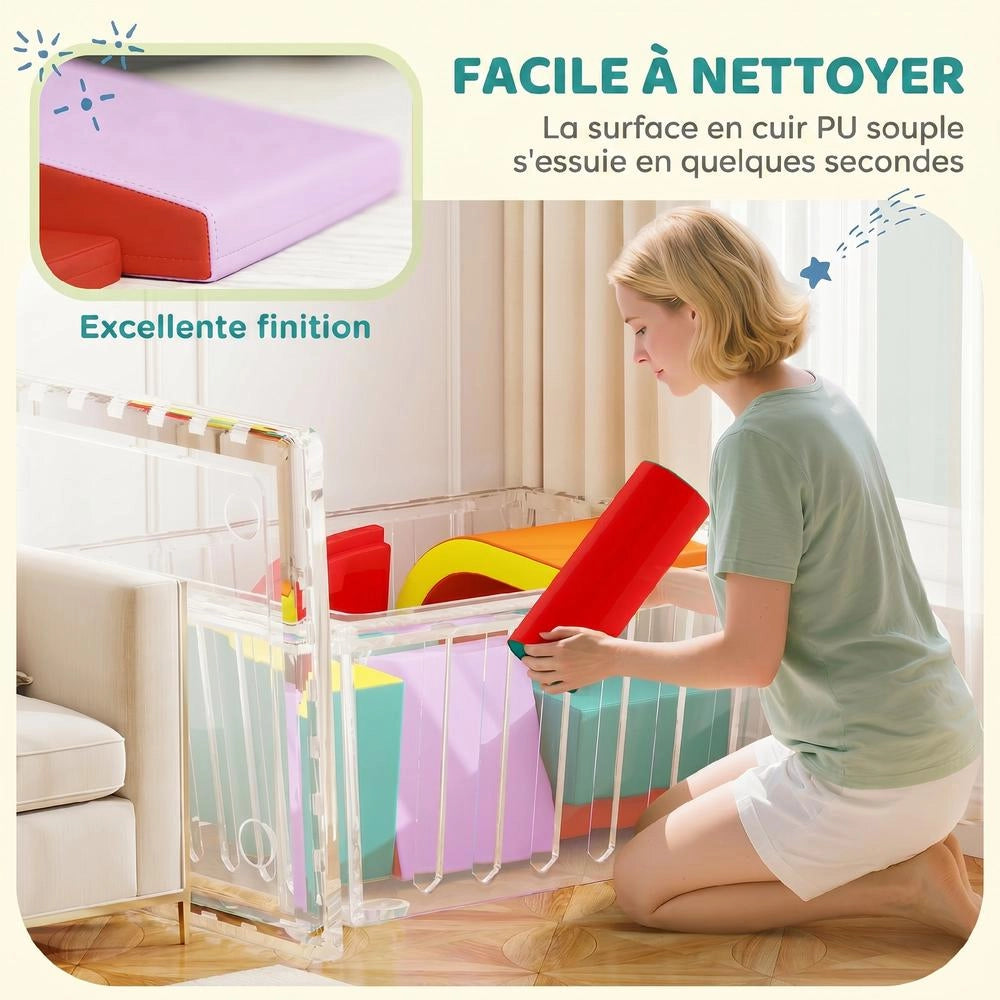 Moduli per motricita bambini 10 pezzi in schiuma EPE e rivestimento PU multicolore per casa e gioco