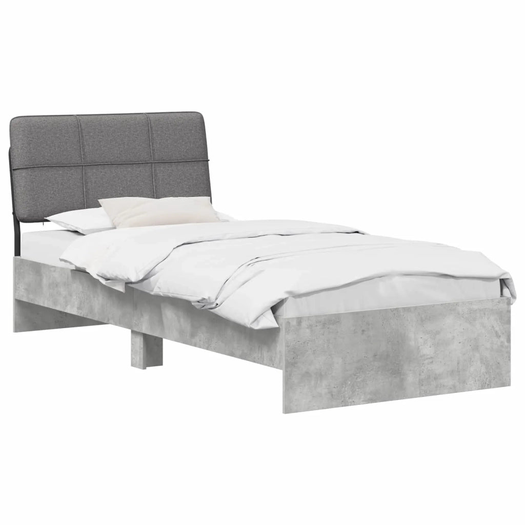 Letto singolo con testiera Grigio Cemento e Grigio Chiaro 8003352
