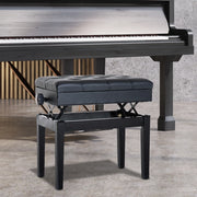 Panca per pianoforte 54,5x33x48-58 cm in legno nero con vano e altezza regolabile