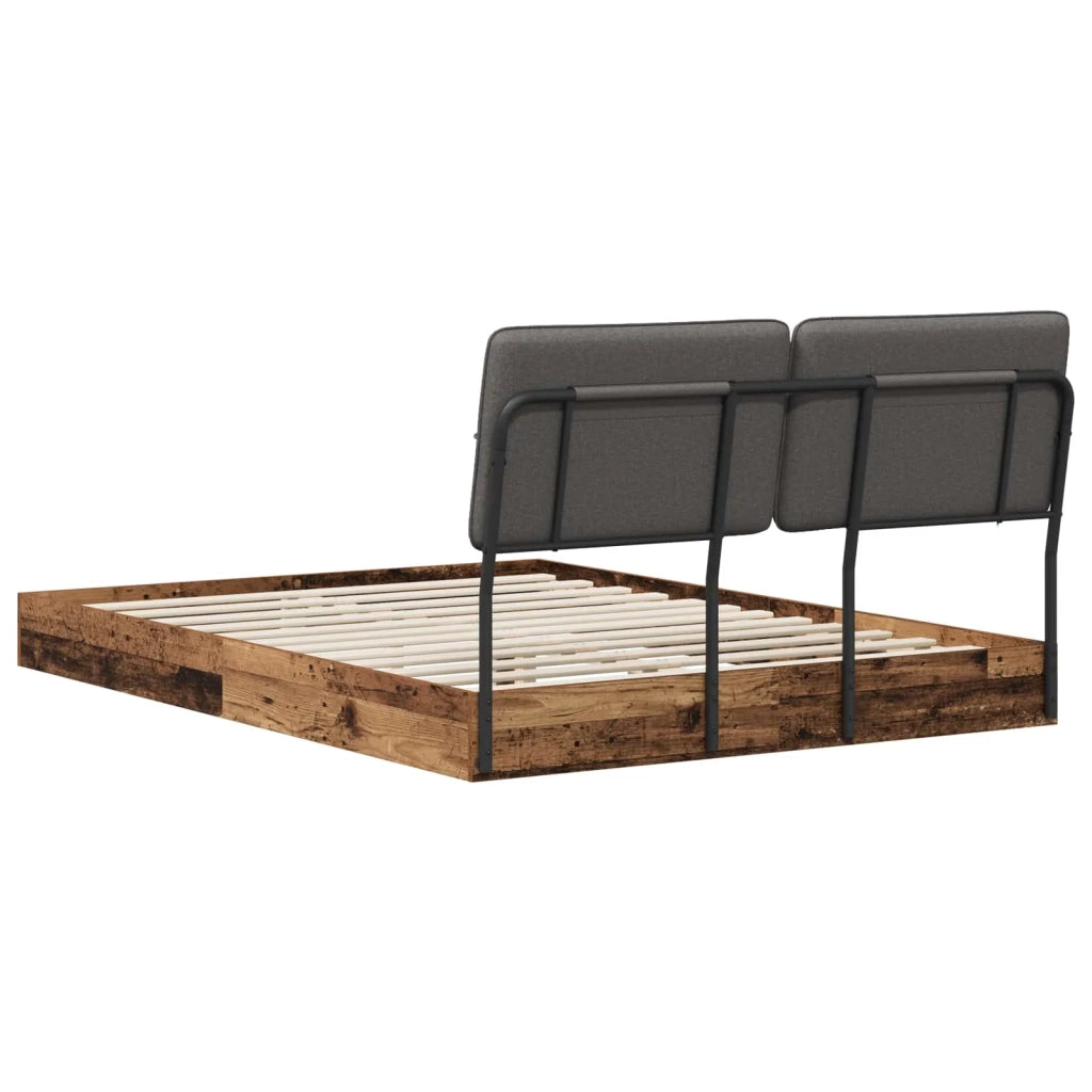 Letto matrimoniale con testiera Legno vecchio e grigio scuro 8003099