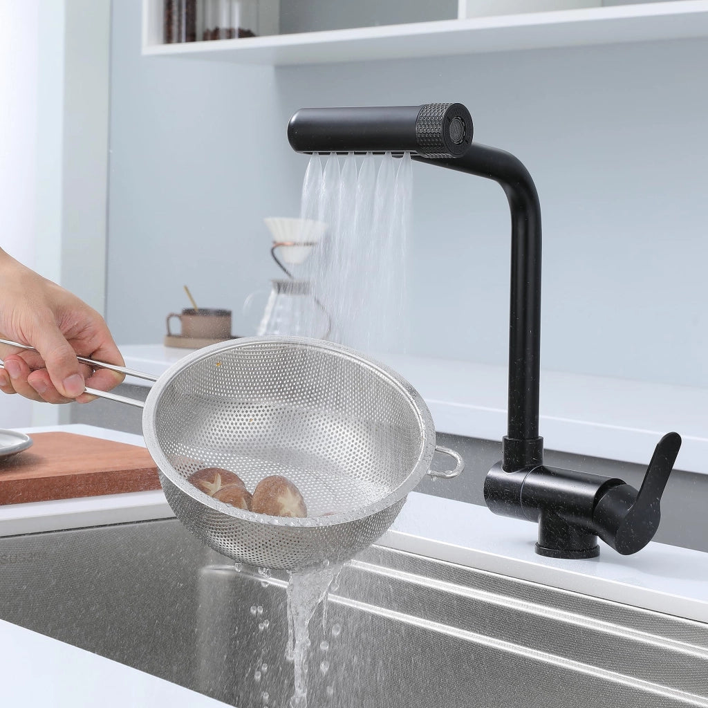 Rubinetto da cucina pieghevole, con 4 modalità di getto, colore nero