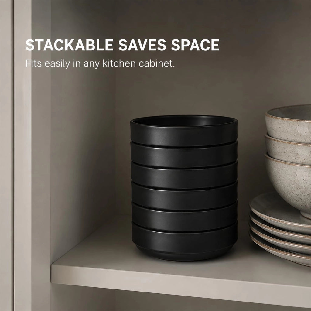 Set di ciotoline, 8 pezzi, colore nero, dimensioni 8,8 x 8,8 x 2,5 cm, materiale plastico