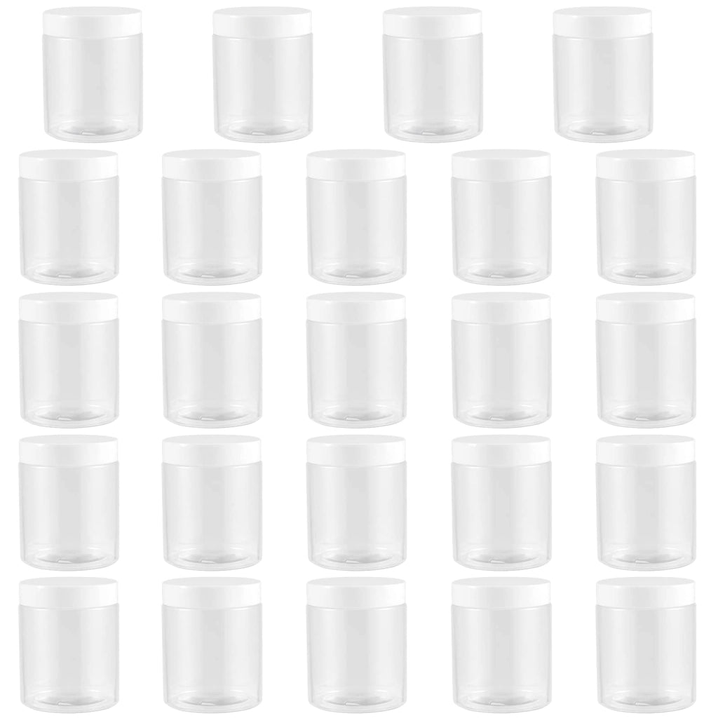 24 contenitori di plastica rotondi da 250 ml con coperchio, trasparenti