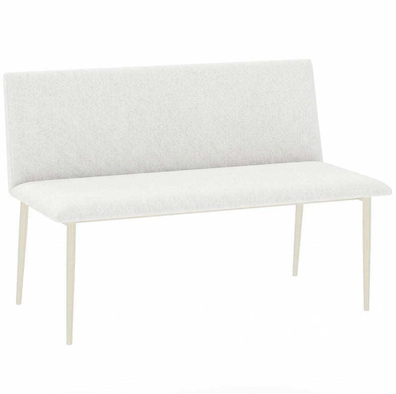 Panca da pranzo a 2 posti beige con schienale e gambe in metallo