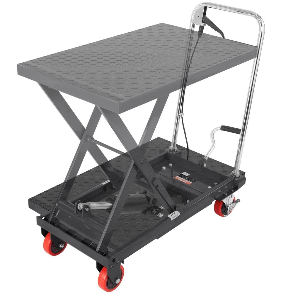 Carrello Elevatore Idraulico TF23 a Forbice Singola, Piattaforma 230 kg 220-720 mm in Acciaio per Officina, Nero