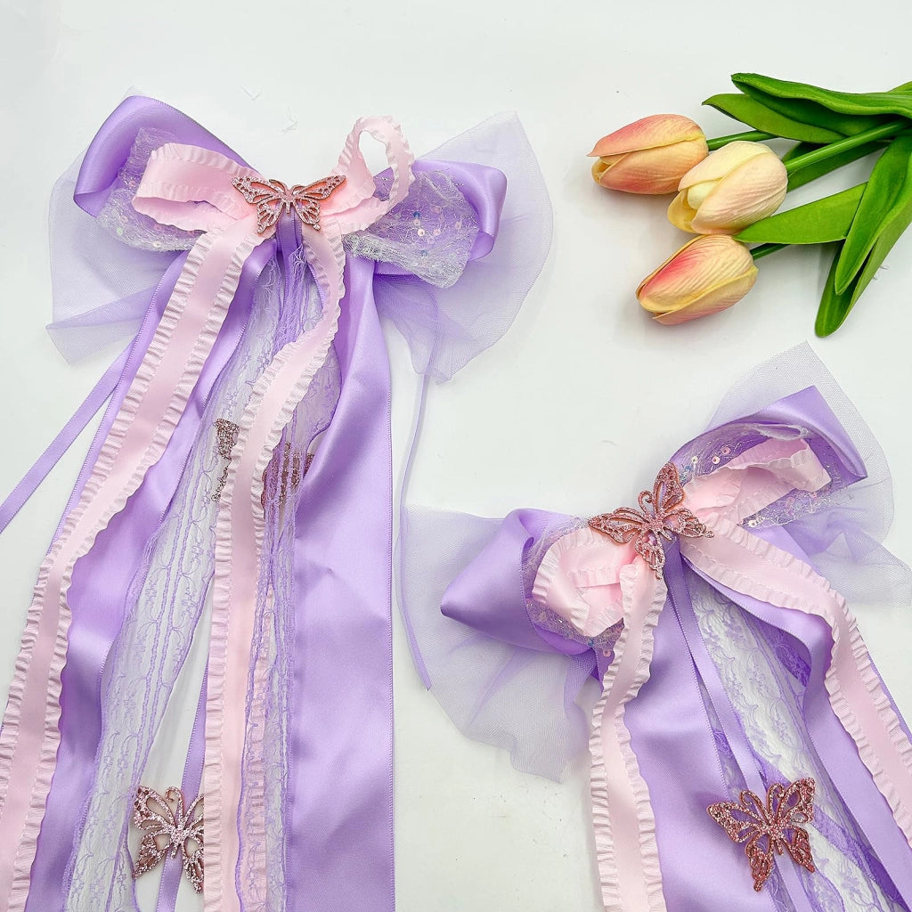 Sacchetti per la scuola, 2 pezzi, in raso viola, 60 x 20 cm