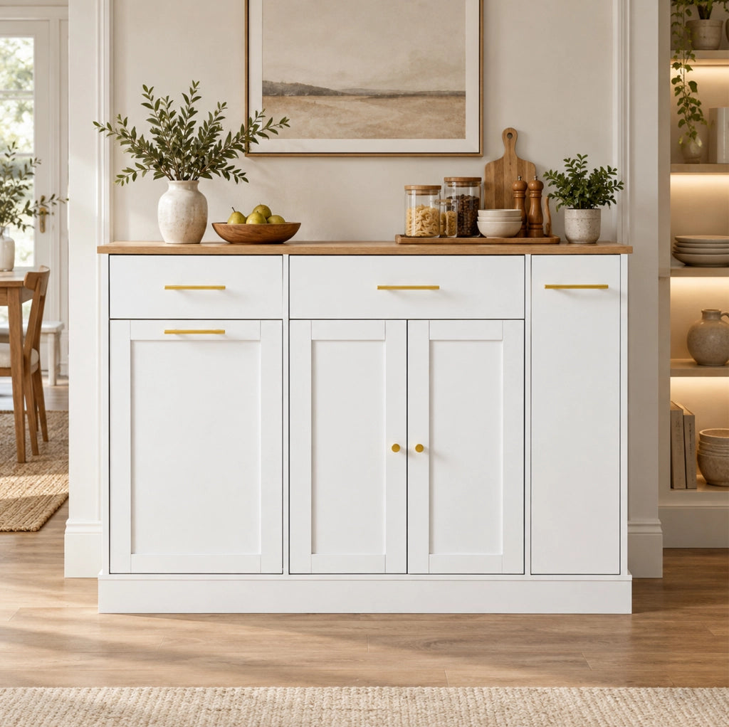 Isola cucina bianca con piano ribaltabile da 120 cm e contenitore