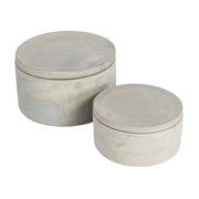 Contenitori in cemento grigio con coperchi, set da 2