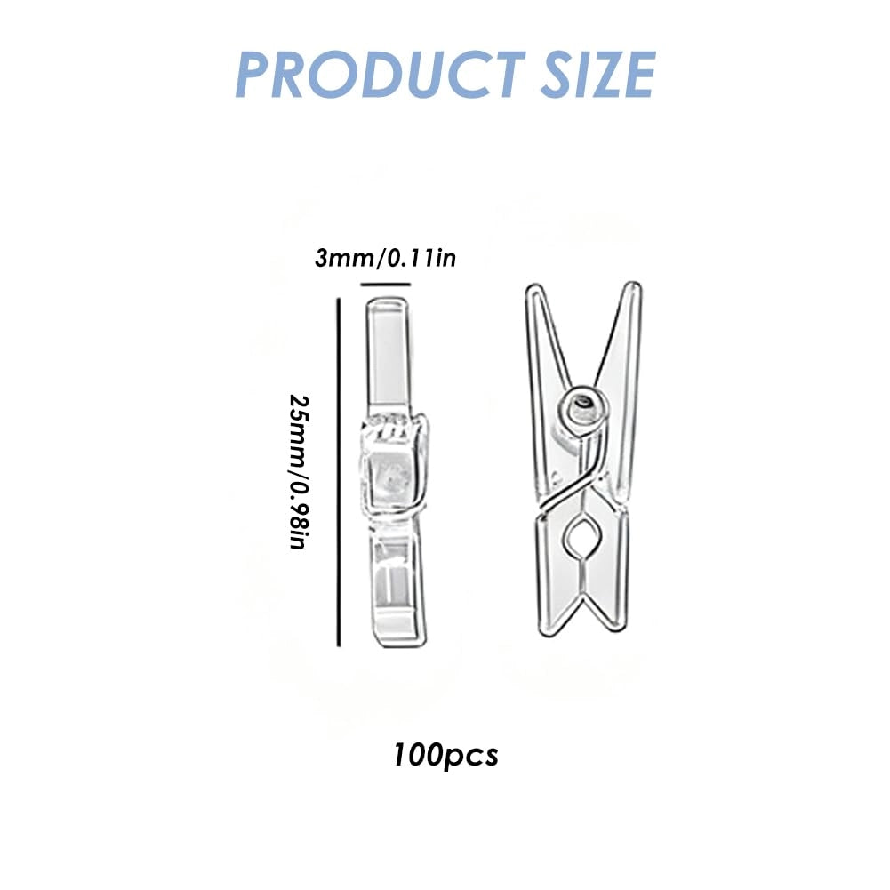 100 mini-graffette trasparenti, 2,5 cm, in plastica, ideali per lavori manuali