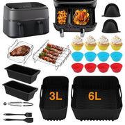 Set di accessori per friggitrice ad aria, 28 pezzi, compatibile con Philips Dual Basket, in silicone
