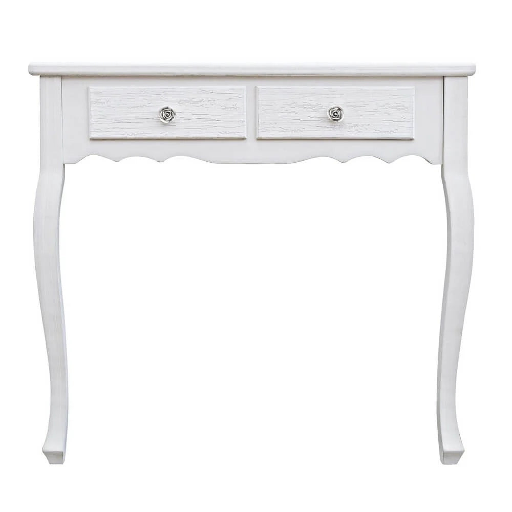 Consolle in MDF con Effetto Decapato e 2 Cassetti Blaine Bianco
