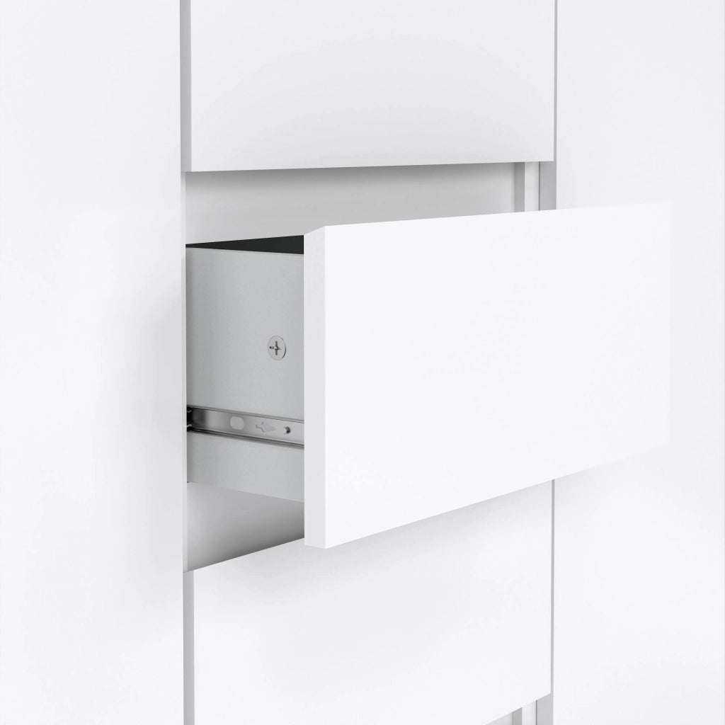 Credenza con ante e Angelika, colore bianco lucido, cm 120 x 90 x 50