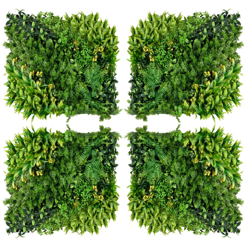 Set di 12 pannelli per parete vegetale artificiale IVMEU 50x50 cm, verdi in polietilene per balcone e giardino