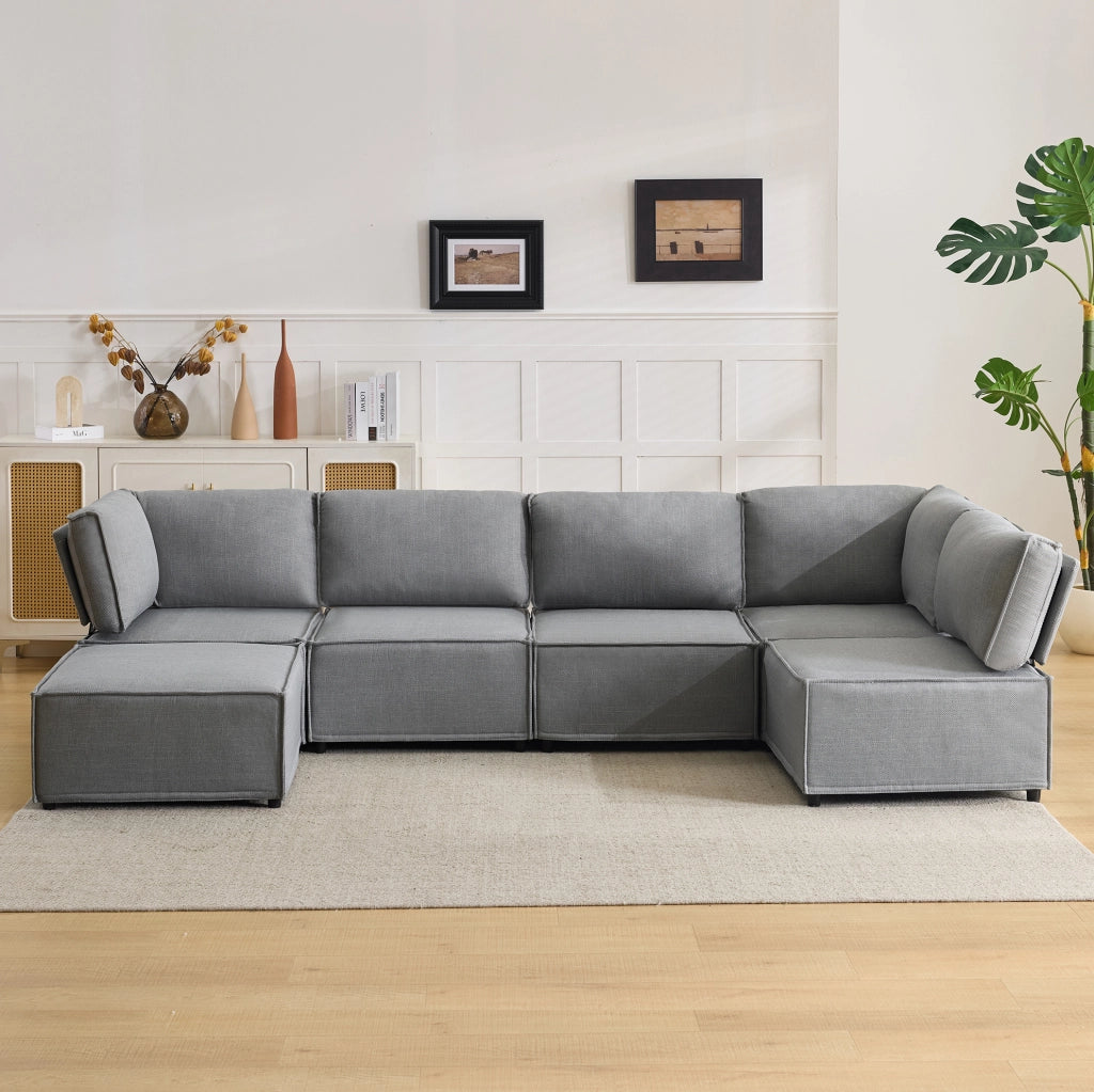 DIVANO Modulare Angolare Convertibile in Letto Grigio Chiaro