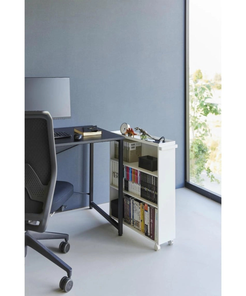 Carrello portab libri, bianco, con 3 ripiani, dimensioni 15,6 x 59 x 70 cm