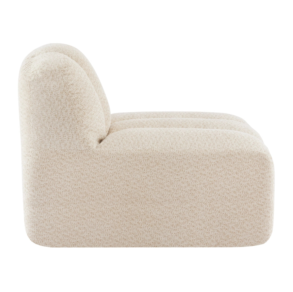 Divano modulare senza braccioli in pile granulato beige e bianco