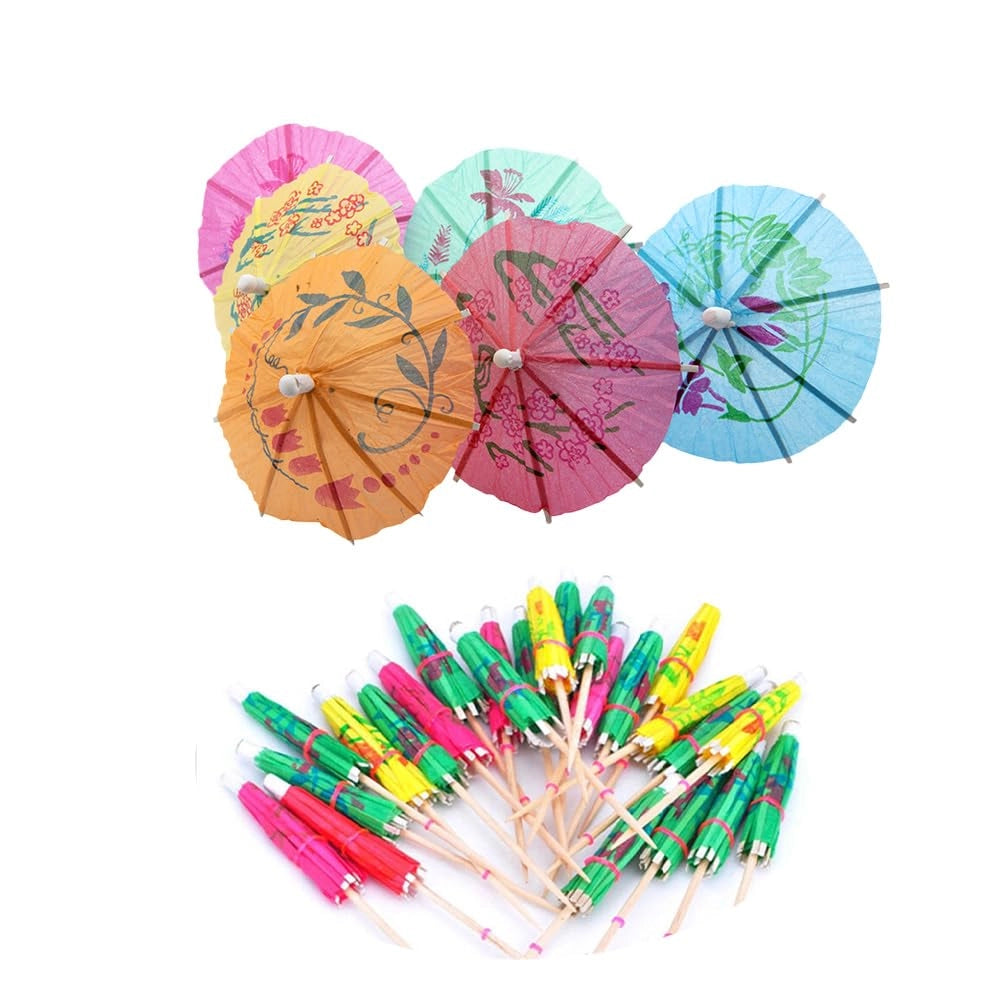 Ombrellini per cocktail, confezione da 24 pezzi, colorati, in carta, accessori per bar
