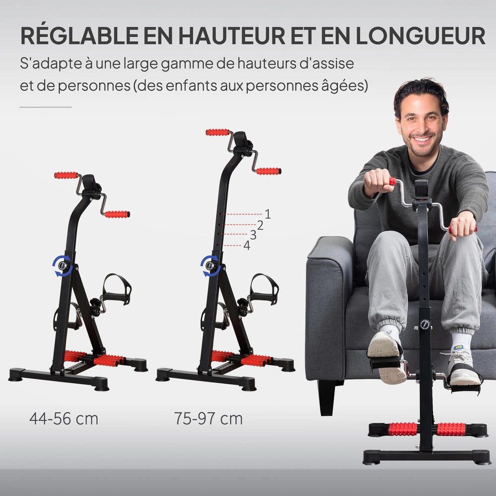 Mini Cyclette Pedaliera da Casa per Braccia e Gambe Regolabile con Display LCD Pedali Massaggianti Nero
