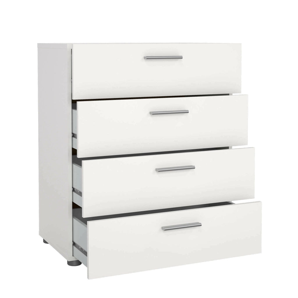 Cassettiera a quattro Aramis, colore bianco, cm 70 x 82 x 40