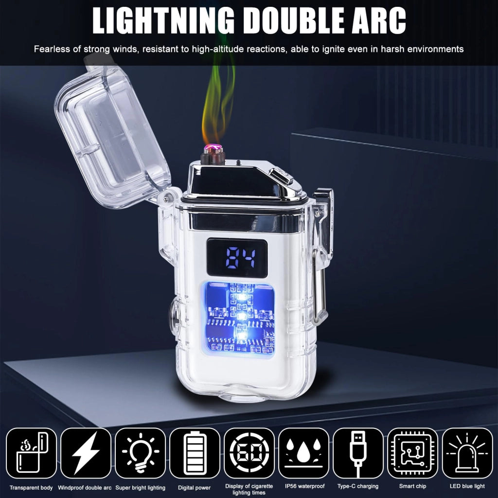 Accenditore elettrico USB, ricaricabile, con doppia scintilla, dotato di display