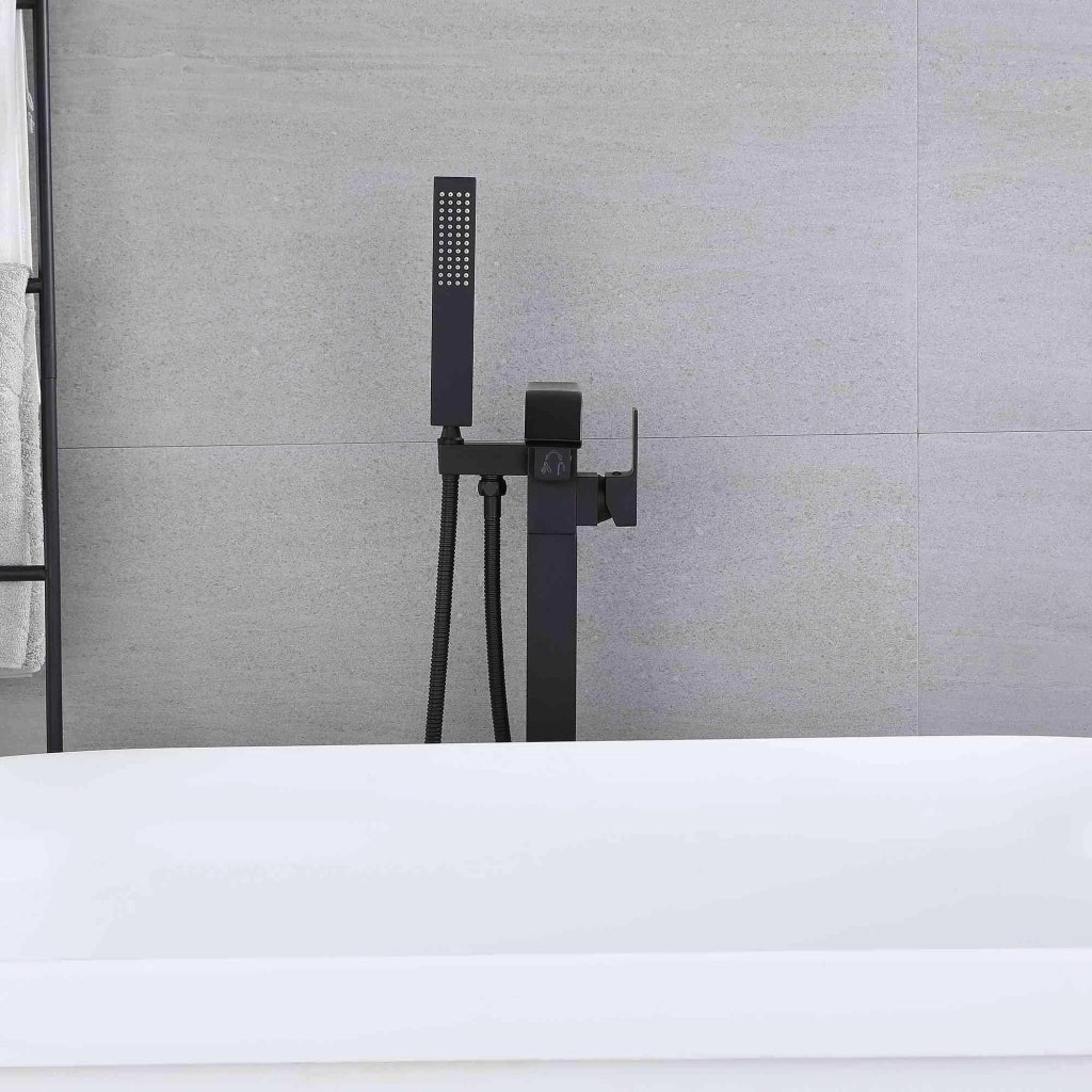 Miscelatore per vasca da bagno freestanding, in ottone massiccio, colore nero, con doccetta