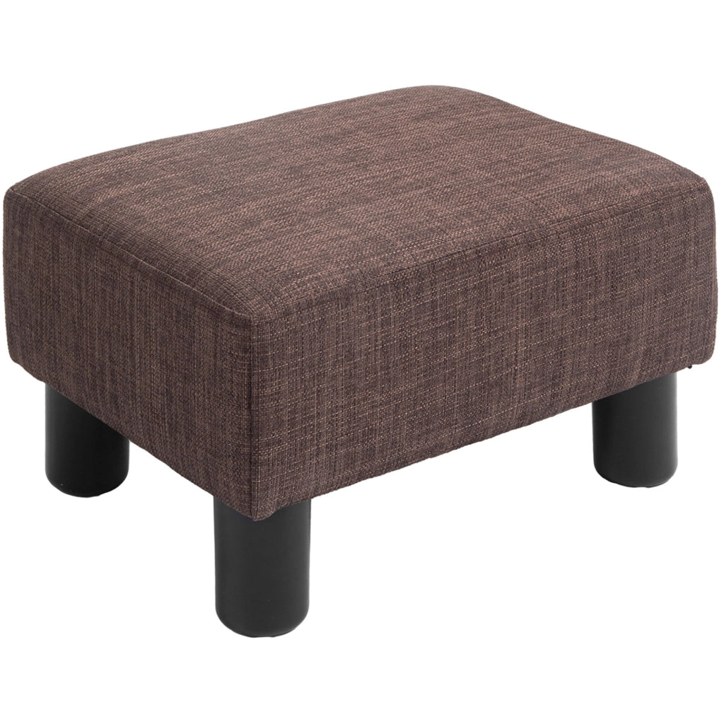 Pouf imbottito rettangolare marrone in lino 40 x 30 x 24 cm