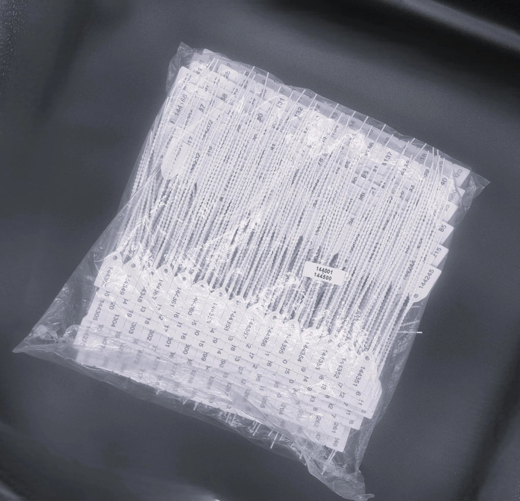 Sigilli di sicurezza da 250 mm, 1000 pezzi, numerati, in plastica