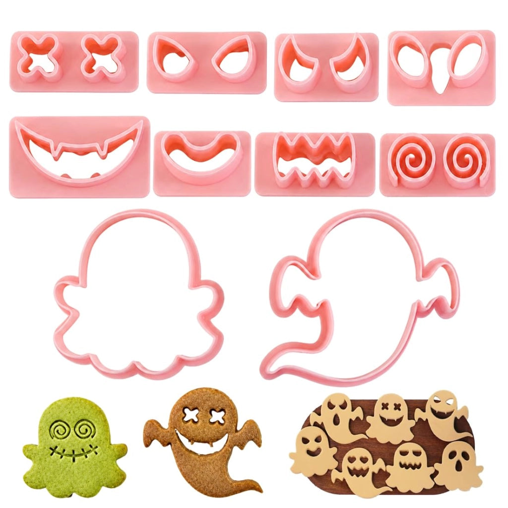 Set di formine per biscotti a tema Halloween, 10 pezzi, in plastica, stampate in 3D