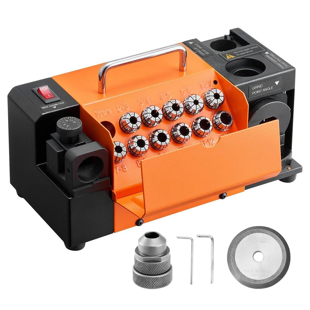 Affilatrice per punte da trapano MR-13D 120W, smerigliatrice per punte 3-13 mm regolabile 95°-135° con 11 pinze, per officina e fai da te