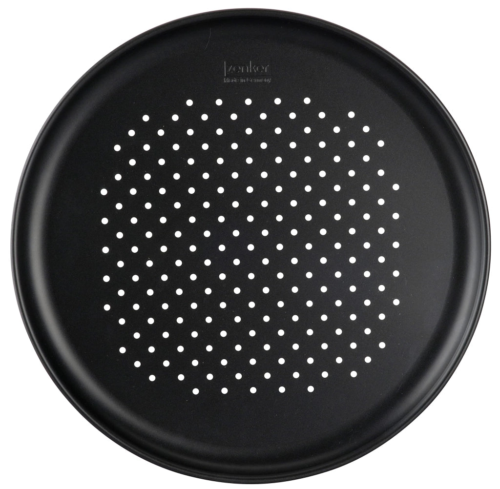 Teglia per pizza, diametro 36 cm, forata, antiaderente, nera