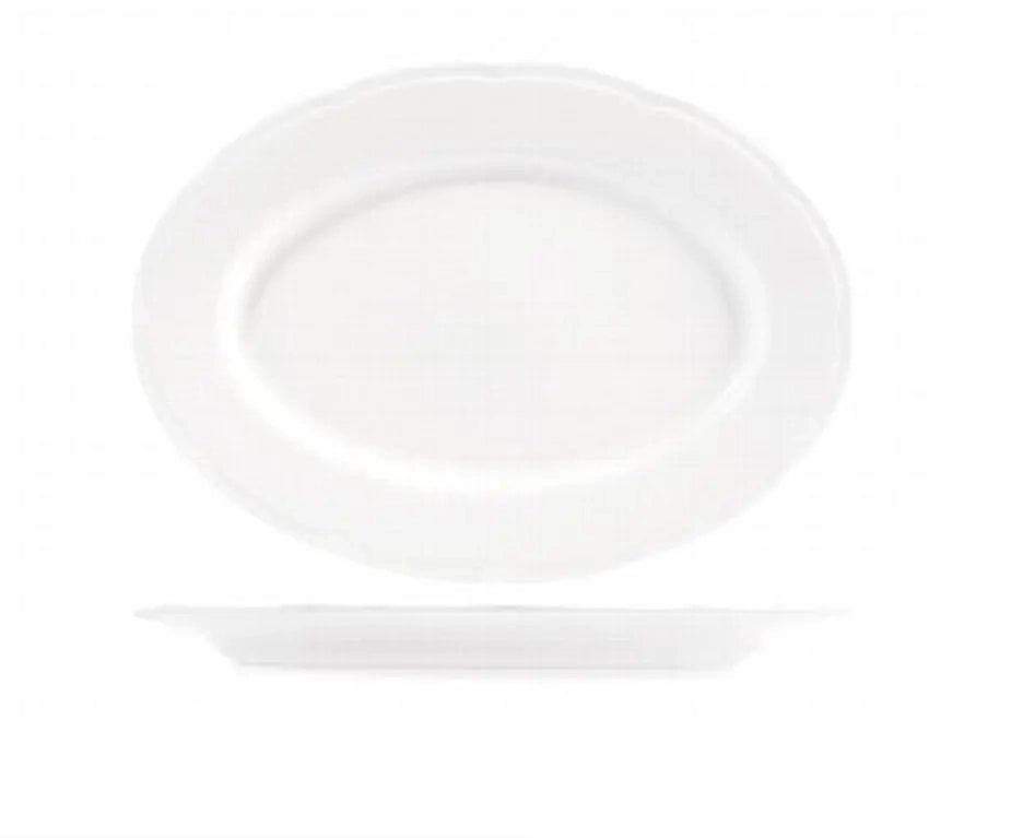 Piatto Ovale in porcel. Palace bianco 34,5x24,5 cm