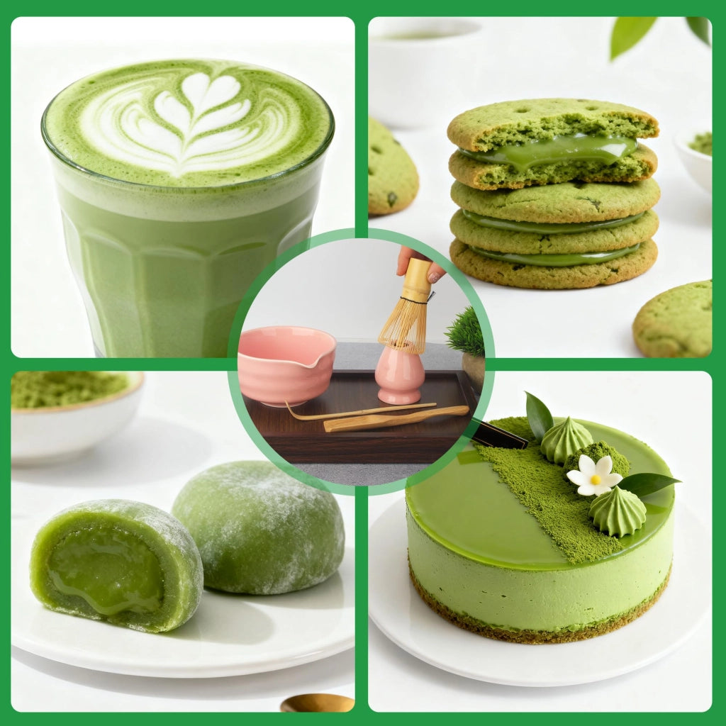 Set da tè Matcha composto da 5 elementi: brocca per versare, supporto e cucchiaini