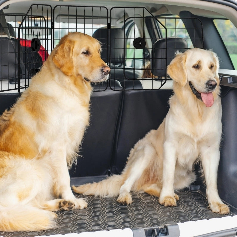 Griglia divisoria auto per cane 93-150 cm in acciaio nero pieghevole