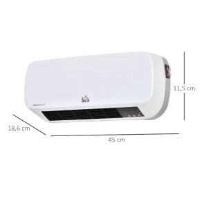 TERMOVENTILATORE da parete 2000 W con telecomando, timer 12 h, bianco