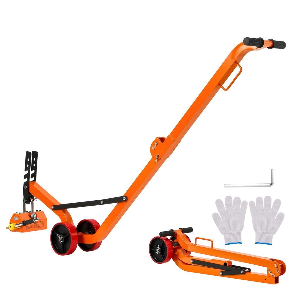 Sollevatore magnetico per lastre e tombini PM-6, capacita 600 kg, carrello in acciaio con 2 ruote, pieghevole e robusto