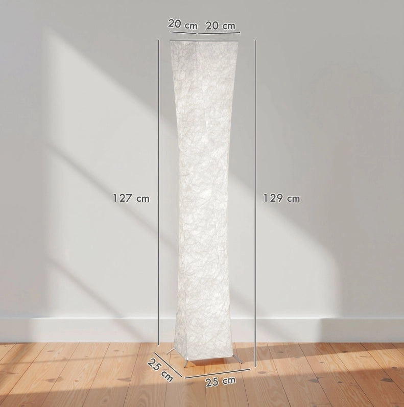 Lampada da terra bianca e argento con LED dimmerabile e interruttore a pedale