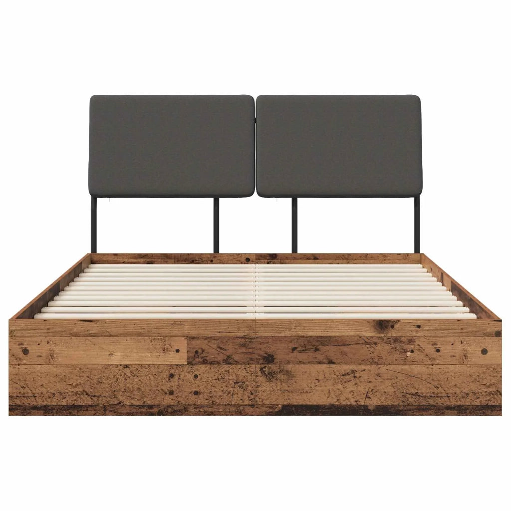 Letto matrimoniale con testiera Legno vecchio e grigio scuro 3439316