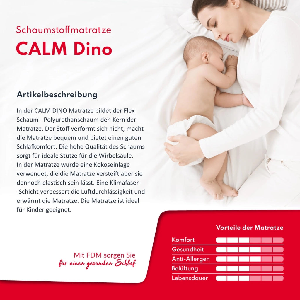 Materasso in schiuma, dimensioni 80x190 cm, modello Dino, supporto H3/H4, altezza 10 cm