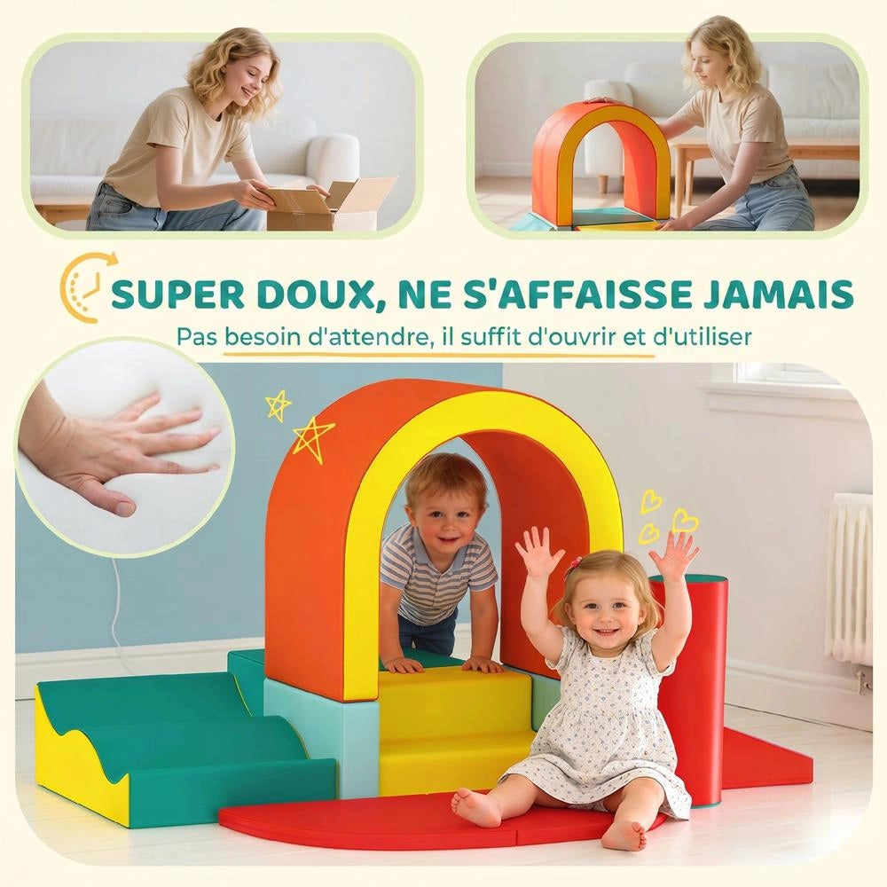 Moduli per motricita bambini 10 pezzi in schiuma EPE e rivestimento PU multicolore per casa e gioco