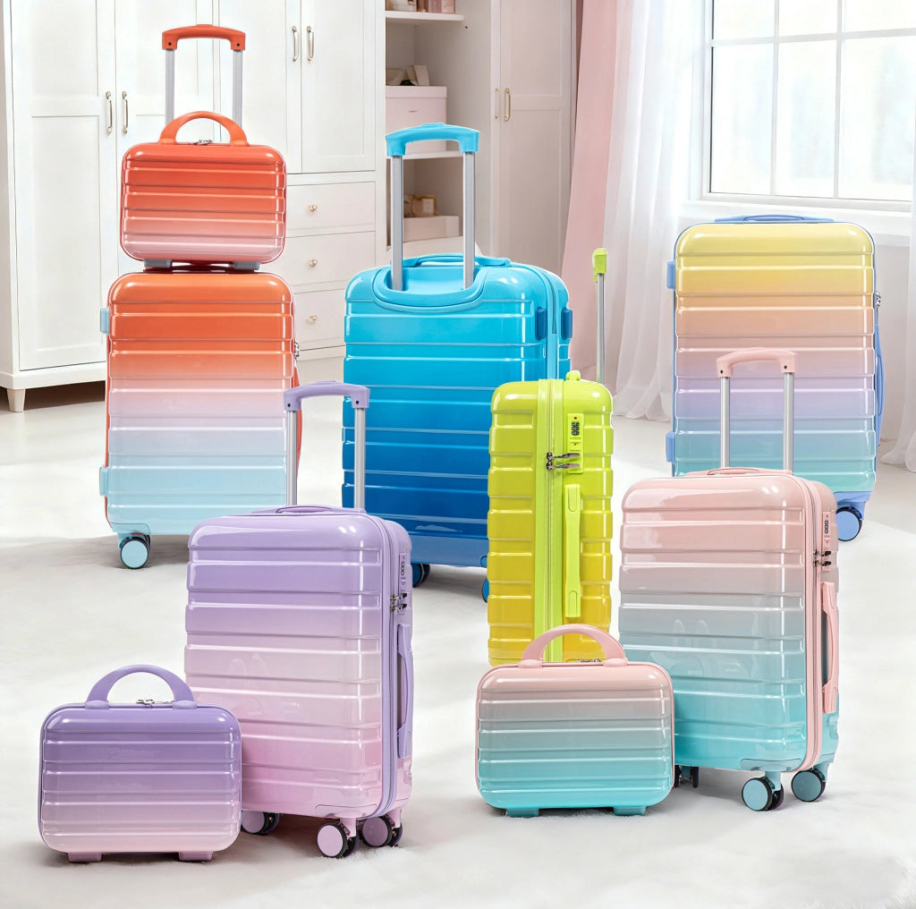 VALIGIA rigida 36x21x55 cm in PC giallo, set da 2 pezzi con beauty case