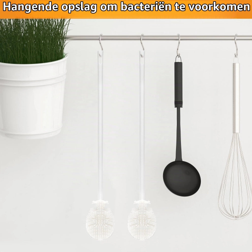 Set di 2 spazzole in silicone per bottiglie, spazzole lunghe per vetri, 32 cm