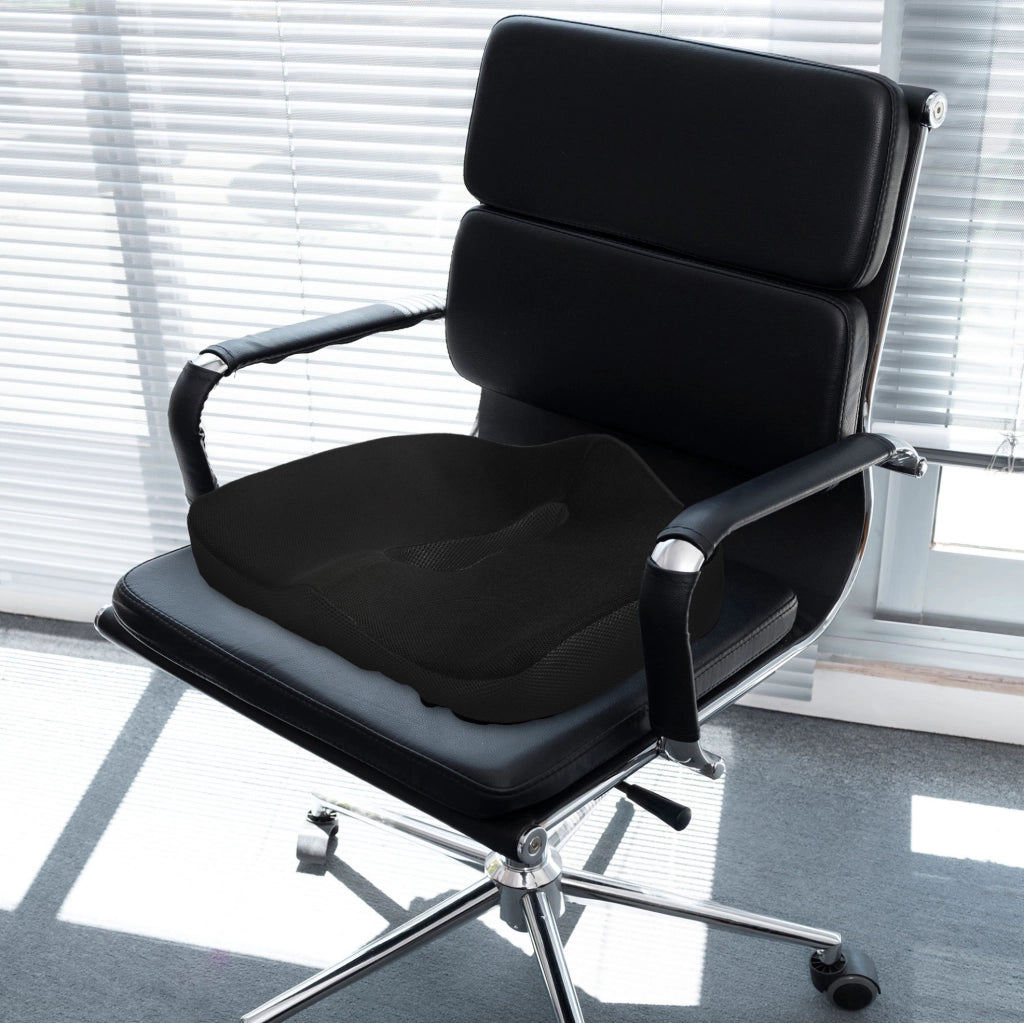 Cuscino ergonomico per seduta in memory foam, nero