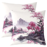 2 federe per cuscini giapponesi, 60x60 cm, motivo fiori di ciliegio